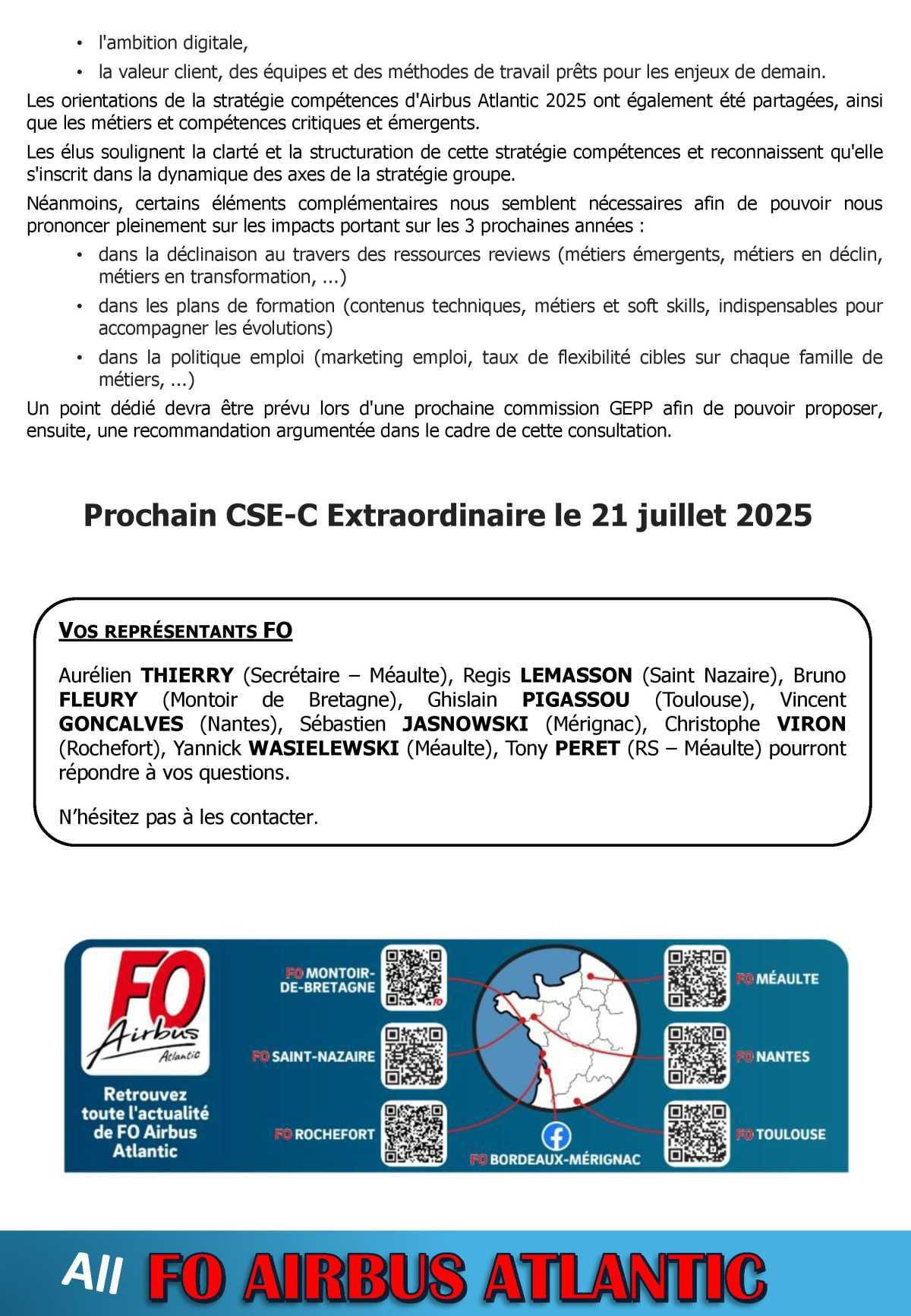Compte rendu partiel du CSE-C du 26 juin 2025