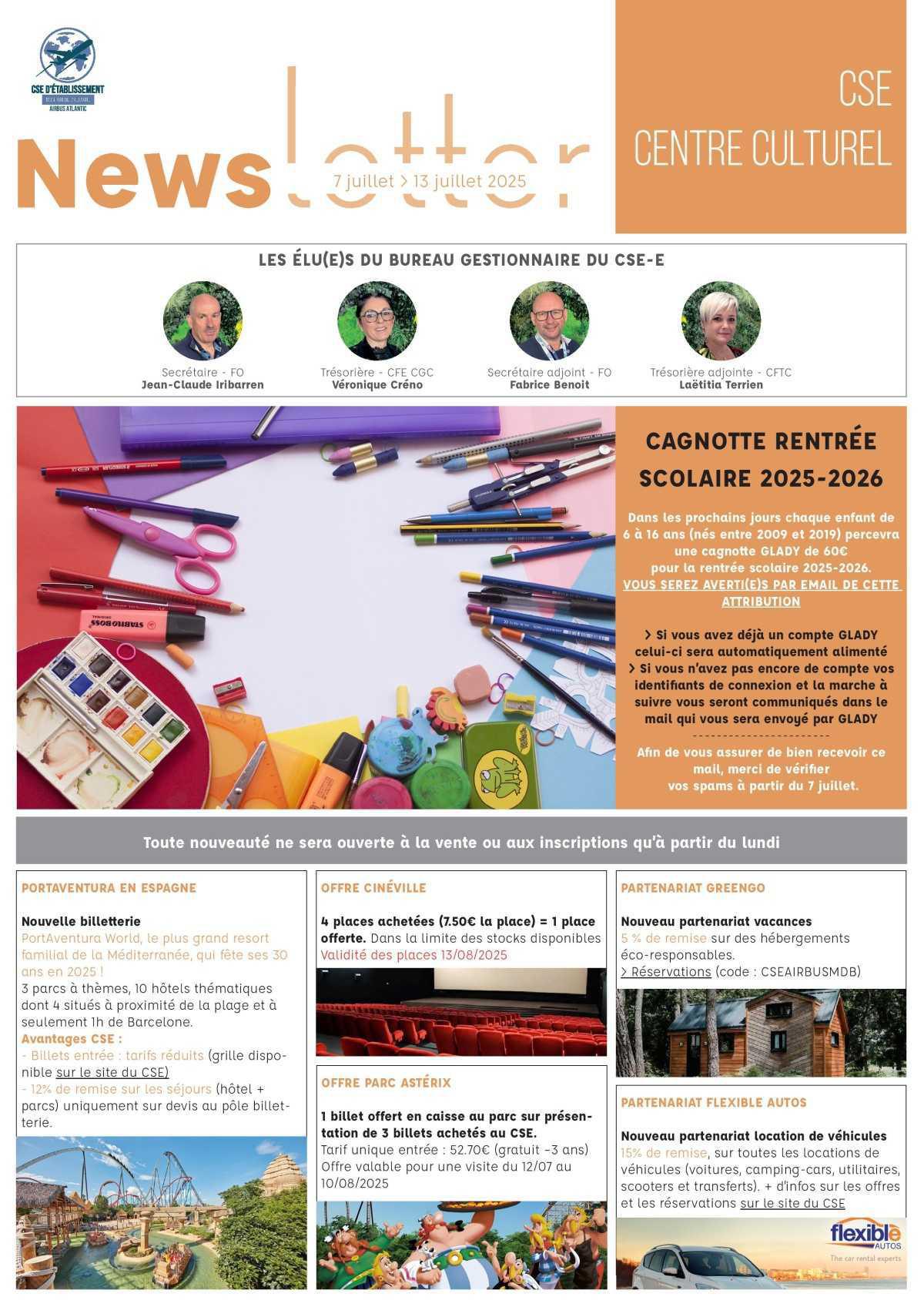 Informations du CSE et de la coopérative semaine 28