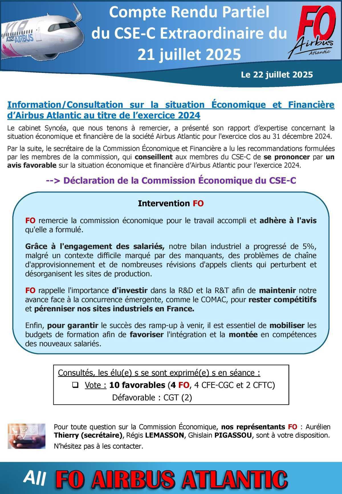 Compte Rendu Partiel du CSE-C Extra du 21/07/25