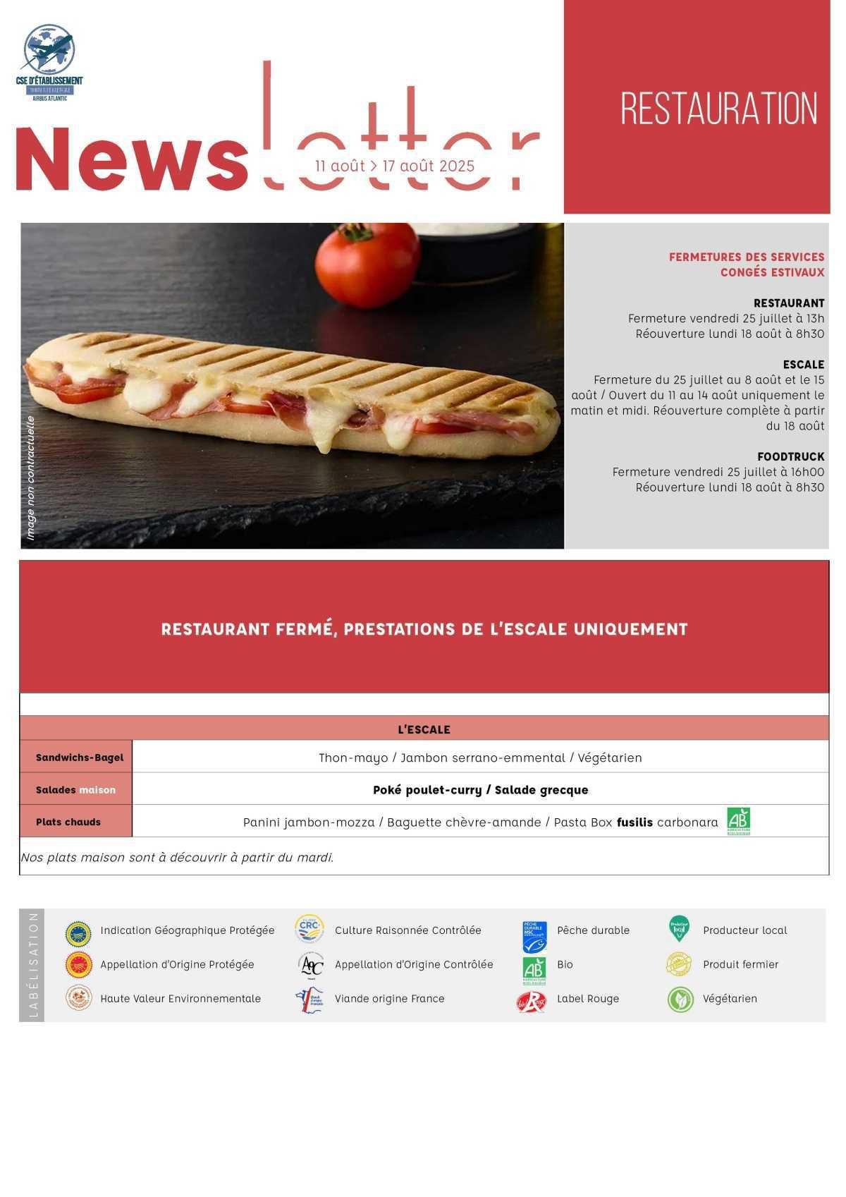 Informations du CSE et de la coopérative semaine 31 - 34