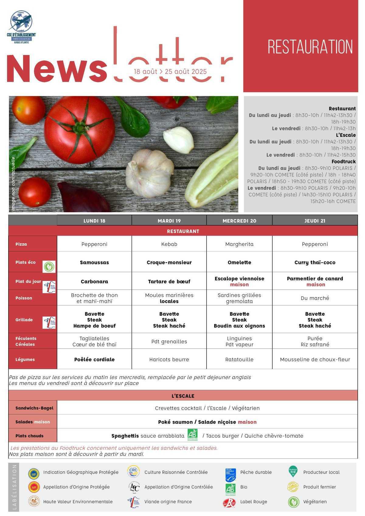 Informations du CSE et de la coopérative semaine 31 - 34