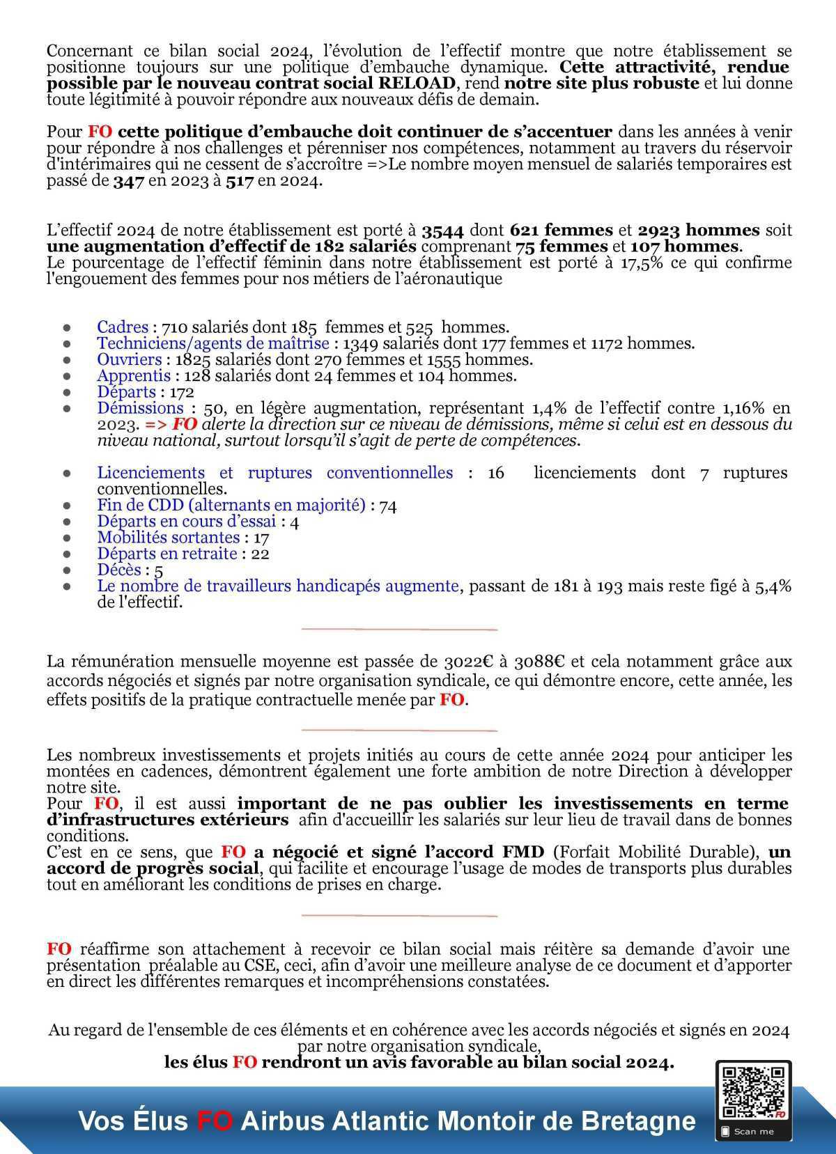 Déclaration FO au CSE-E du 28 août 2025 sur le bilan social 2024