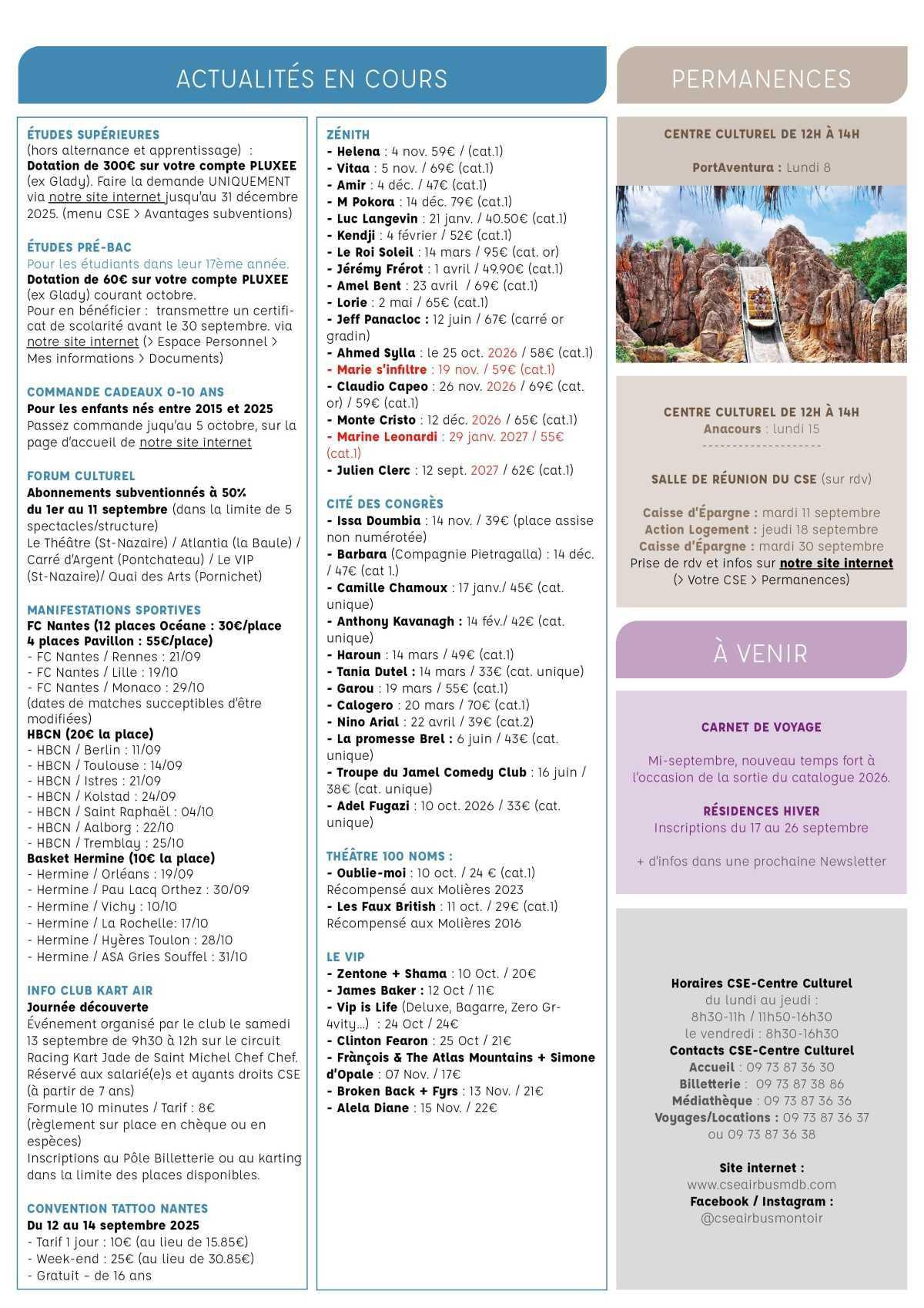Informations du CSE et de la coopérative semaine 37