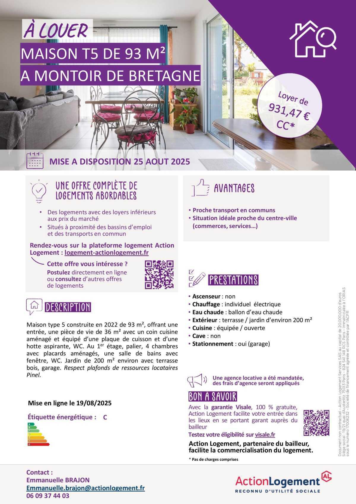 Communication FO => Action logement : offre location maison (Montoir de Bretagne)
