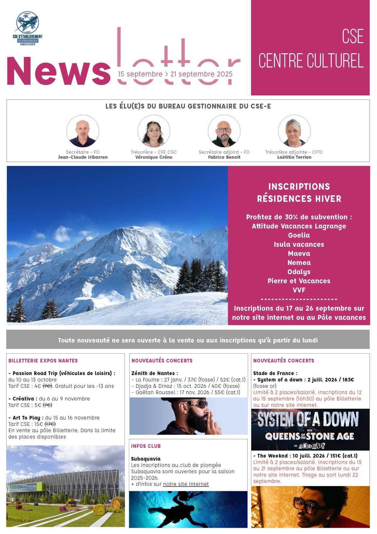 Informations du CSE et de la coopérative semaine 38 Informations du CSE et de la coopérative semaine 38