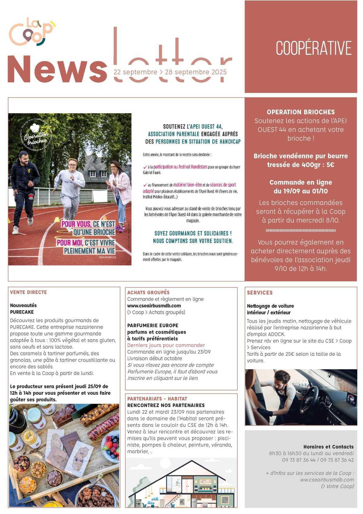 Informations du CSE et de la coopérative semaine 39