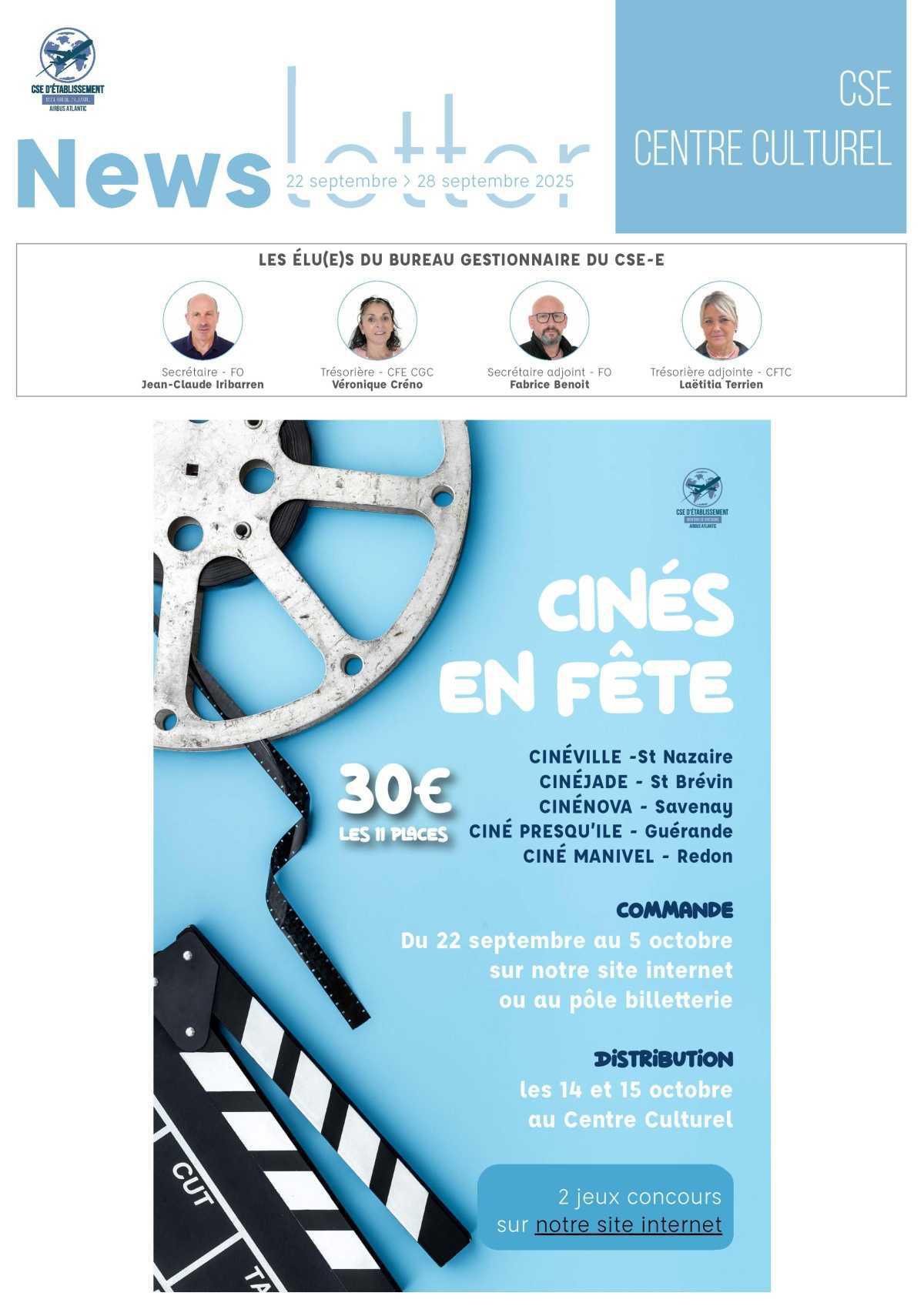 Informations du CSE et de la coopérative semaine 39