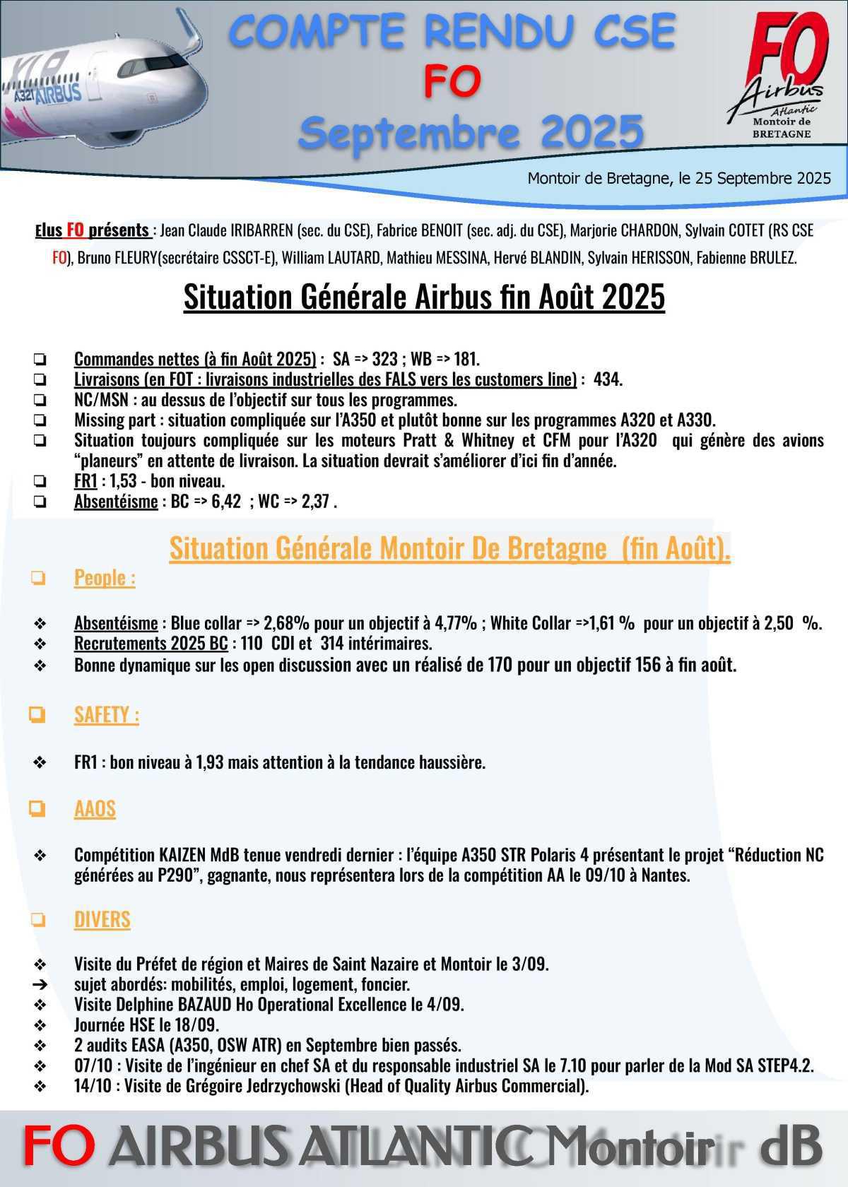 Compte-rendu FO du CSE du 25 septembre 2025