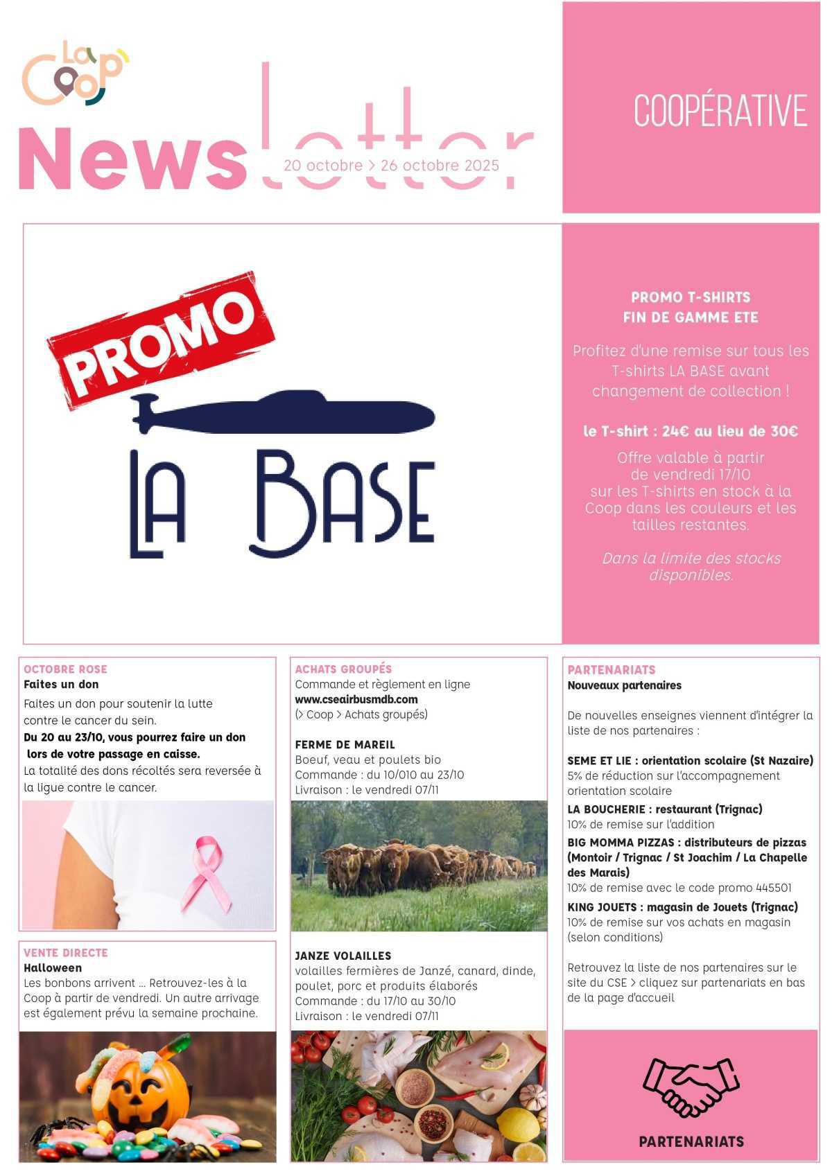Informations du CSE et de la coopérative semaine 43