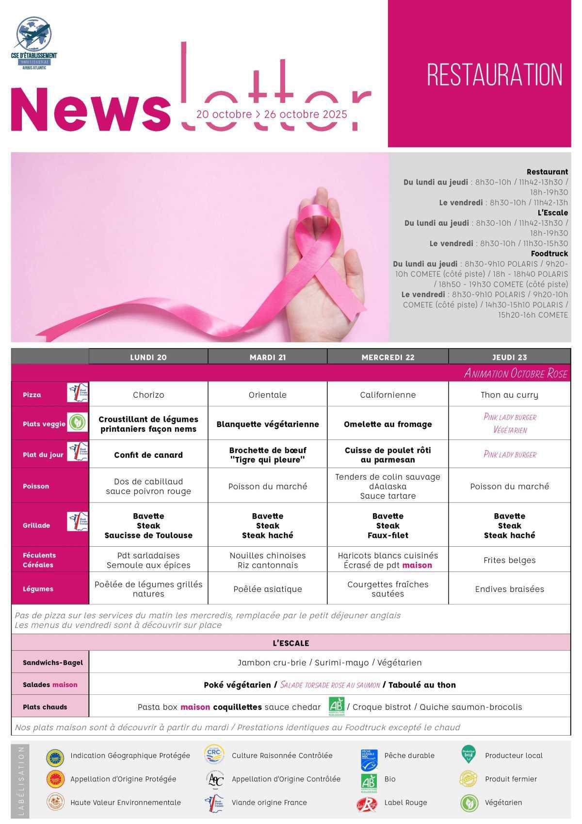 Informations du CSE et de la coopérative semaine 43