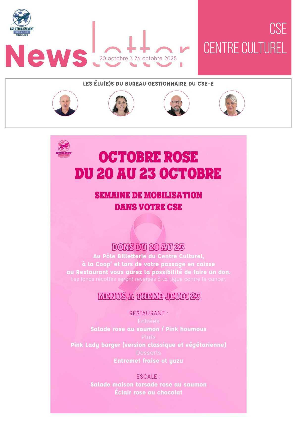 Informations du CSE et de la coopérative semaine 43