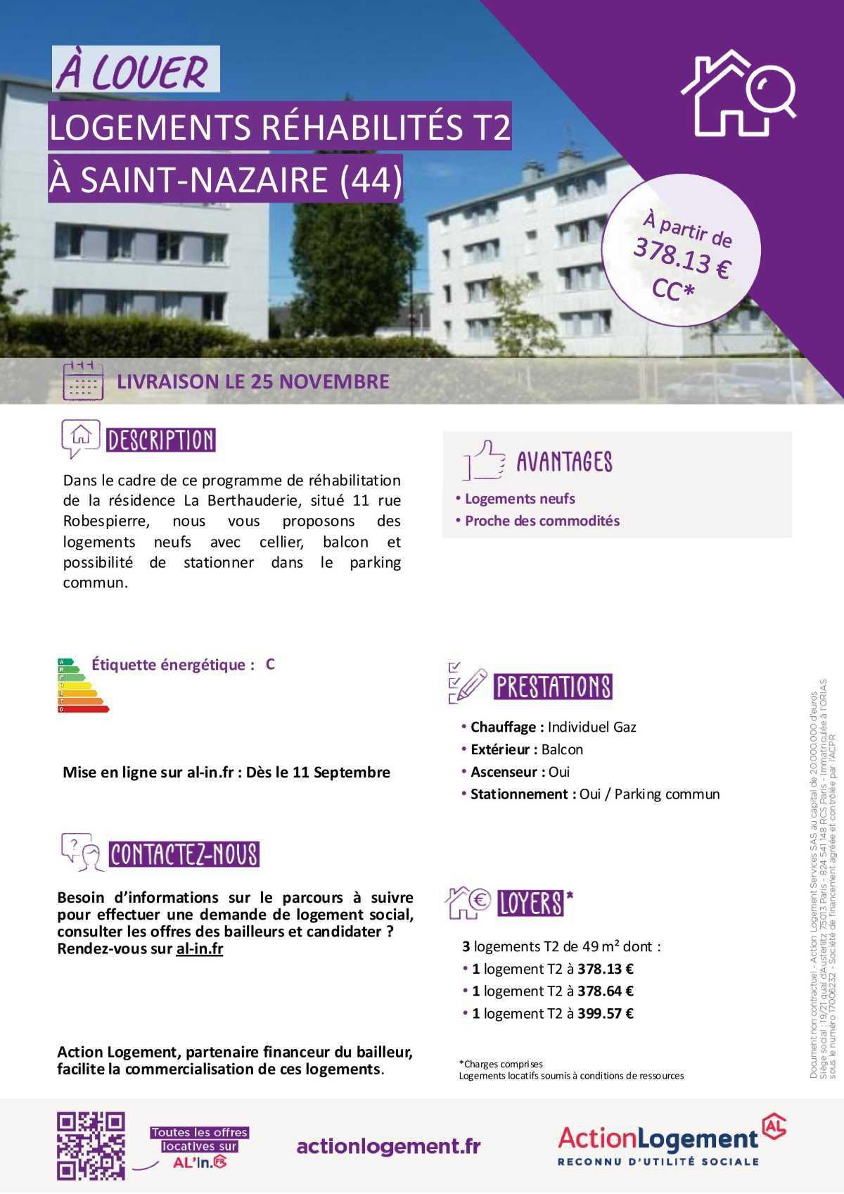 Communication FO => Action logement : offre location appartement et maison (St Nazaire/ St Lyphard)