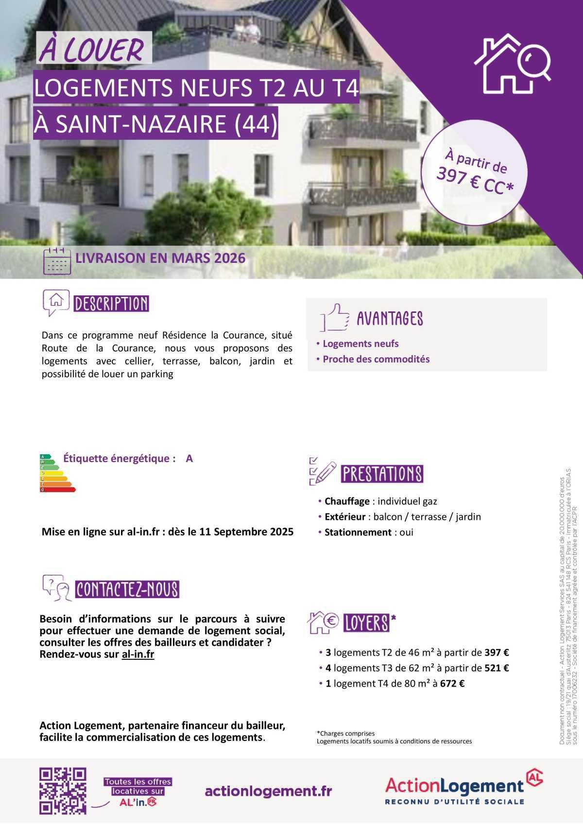 Communication FO => Action logement : offre location appartement et maison (St Nazaire/ St Lyphard)
