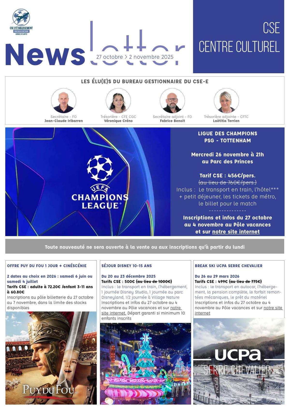 Informations du CSE et de la coopérative semaine 44