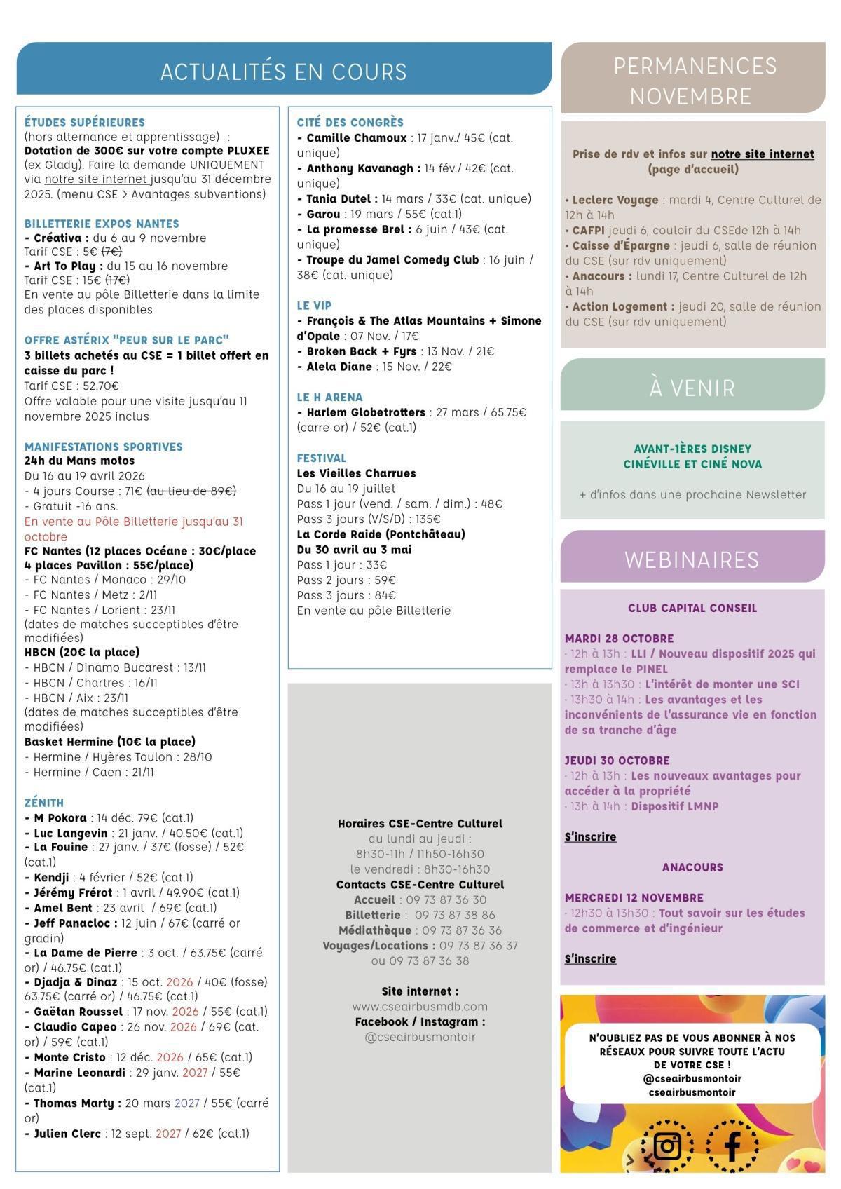 Informations du CSE et de la coopérative semaine 44 Informations du CSE et de la coopérative semaine 44
