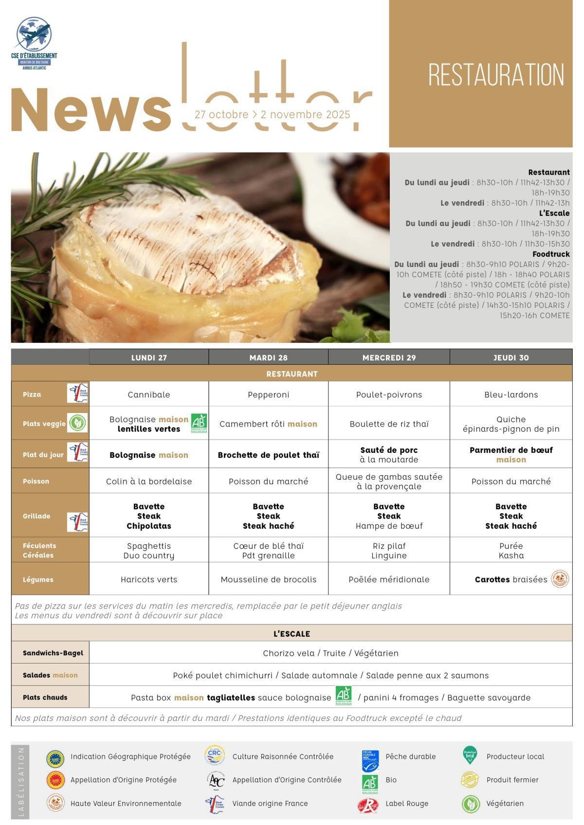 Informations du CSE et de la coopérative semaine 44
