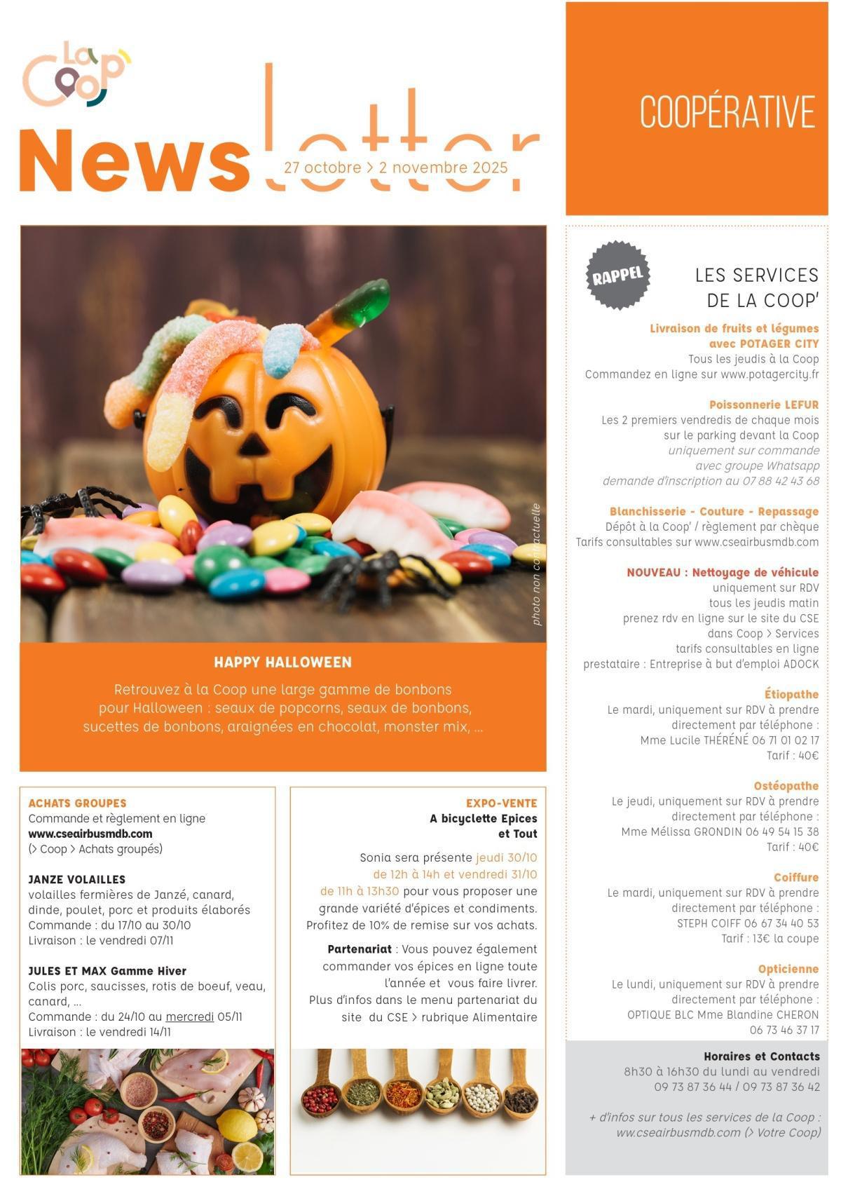 Informations du CSE et de la coopérative semaine 44 Informations du CSE et de la coopérative semaine 44