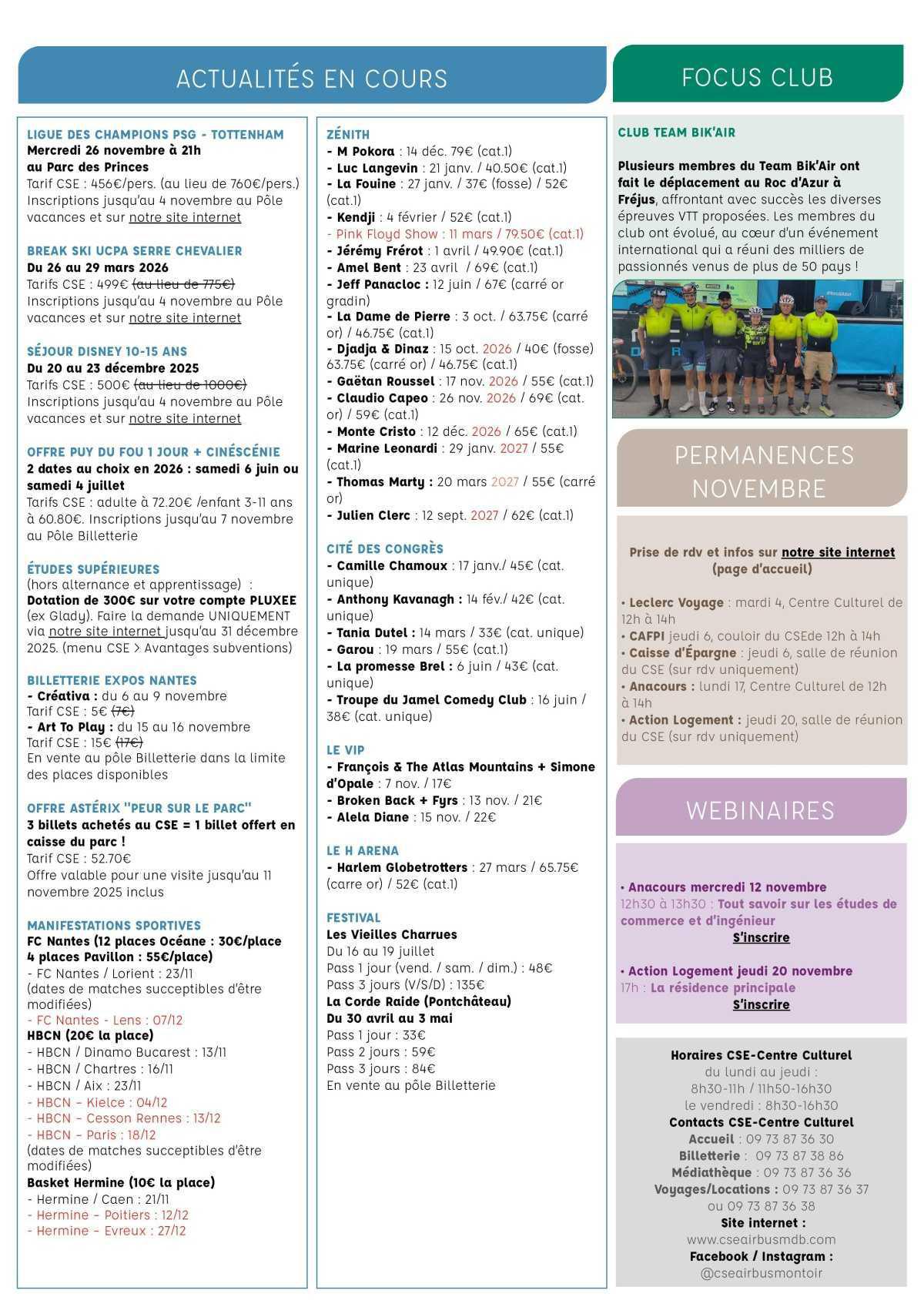 Informations du CSE et de la coopérative semaine 45 Informations du CSE et de la coopérative semaine 45