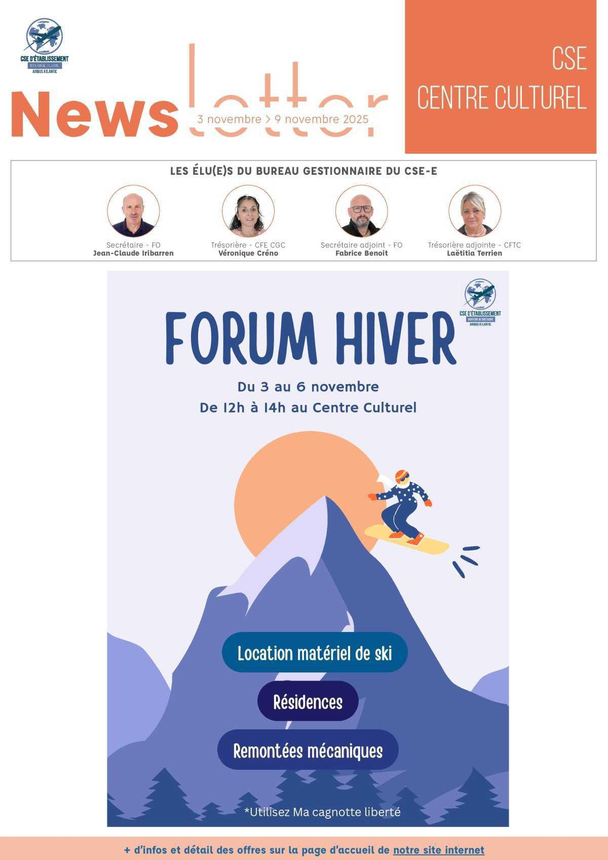 Informations du CSE et de la coopérative semaine 45