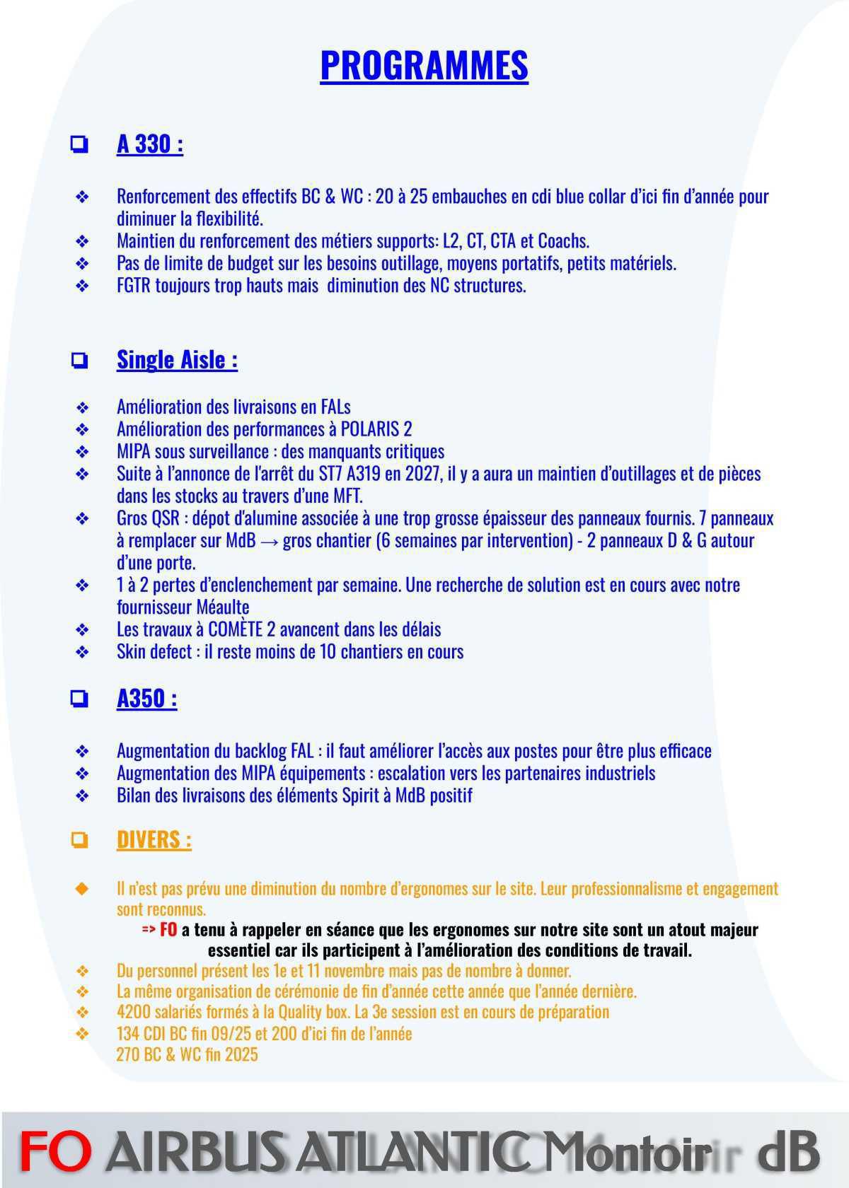 Compte rendu FO du CSE du 30 octobre 2025