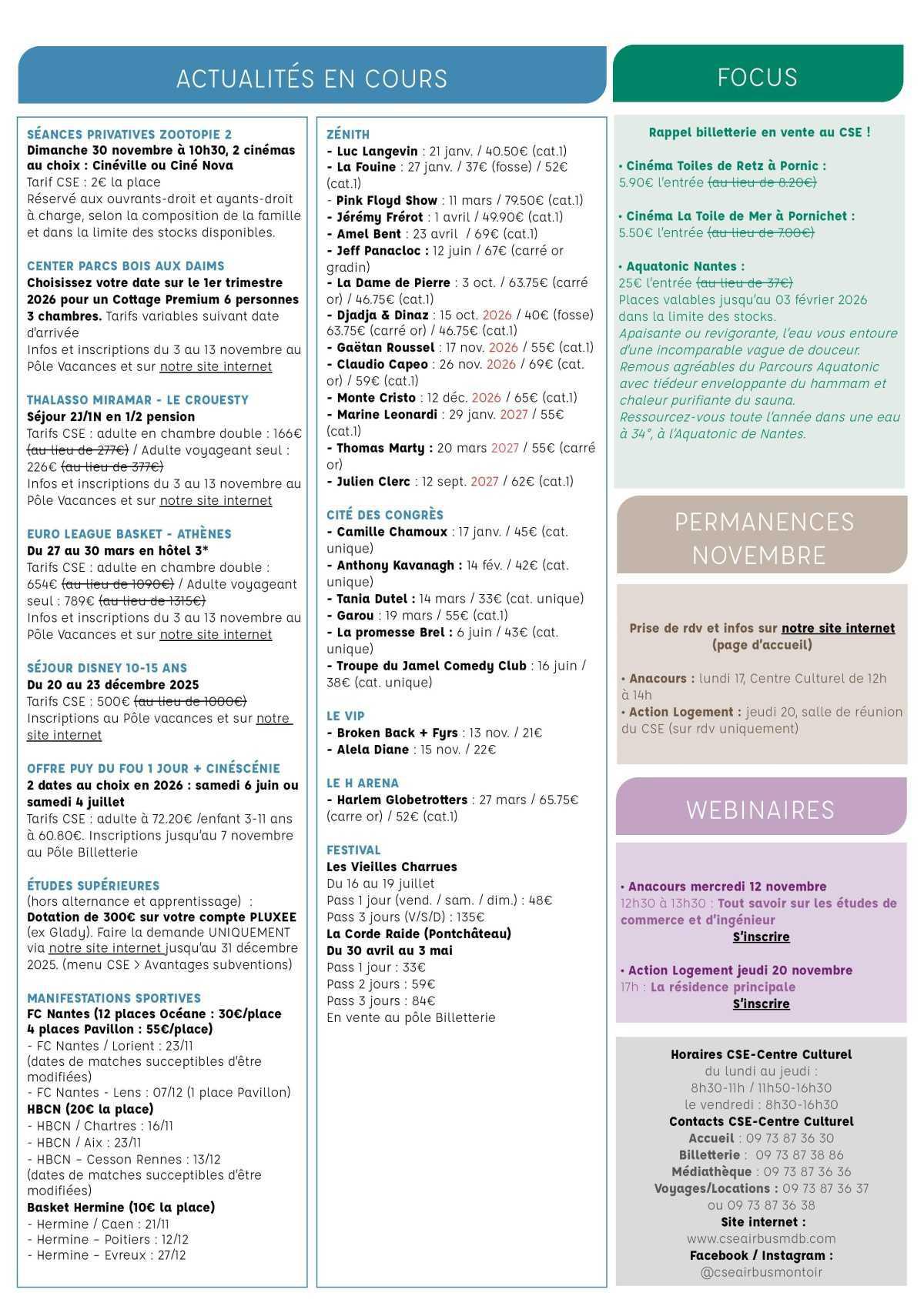 Informations du CSE et de la coopérative semaine 46 Informations du CSE et de la coopérative semaine 46