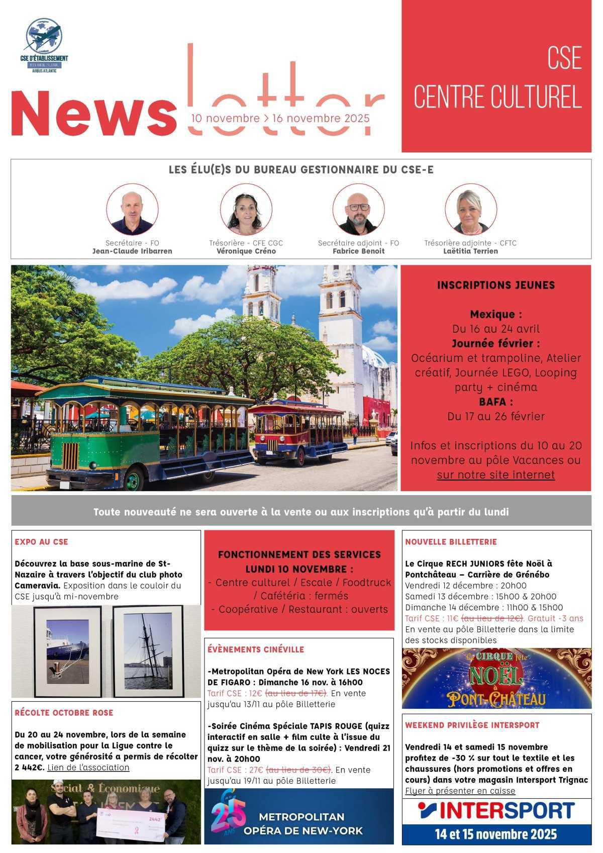 Informations du CSE et de la coopérative semaine 46