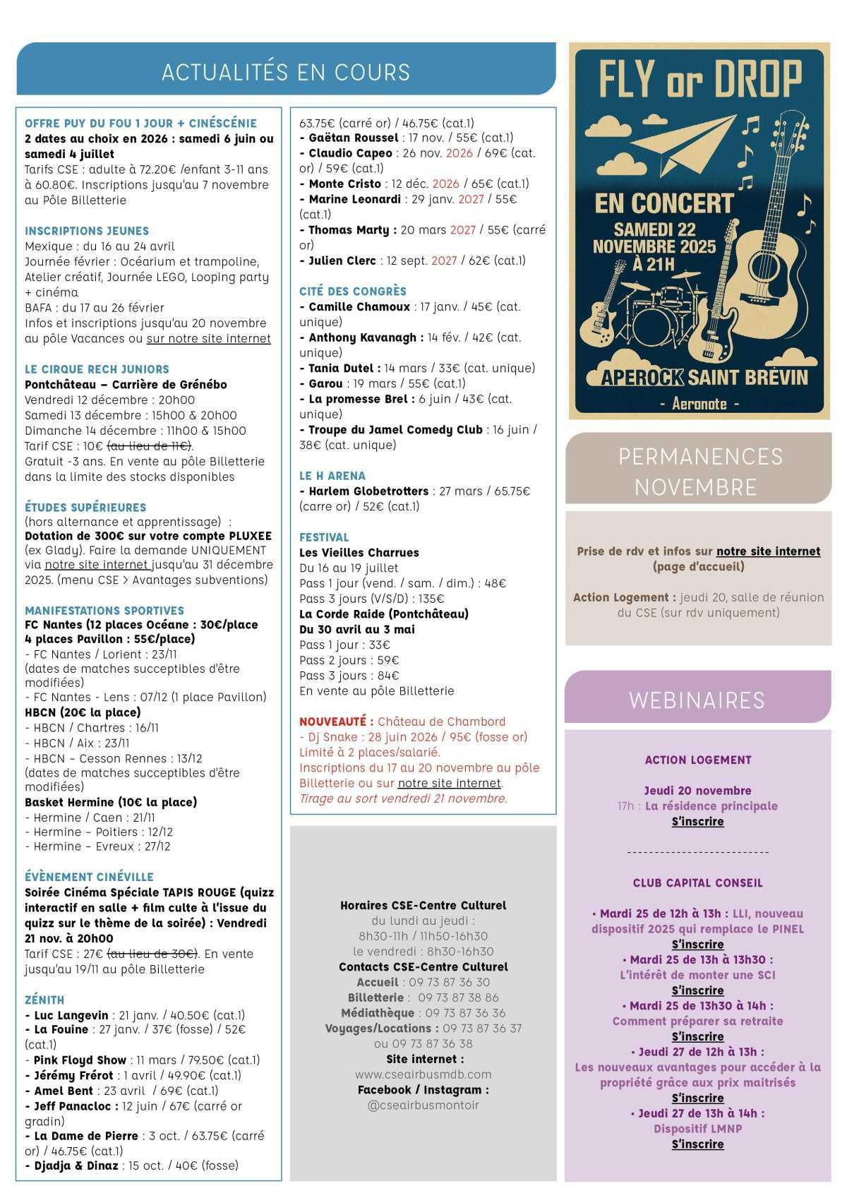 Informations du CSE et de la coopérative semaine 47