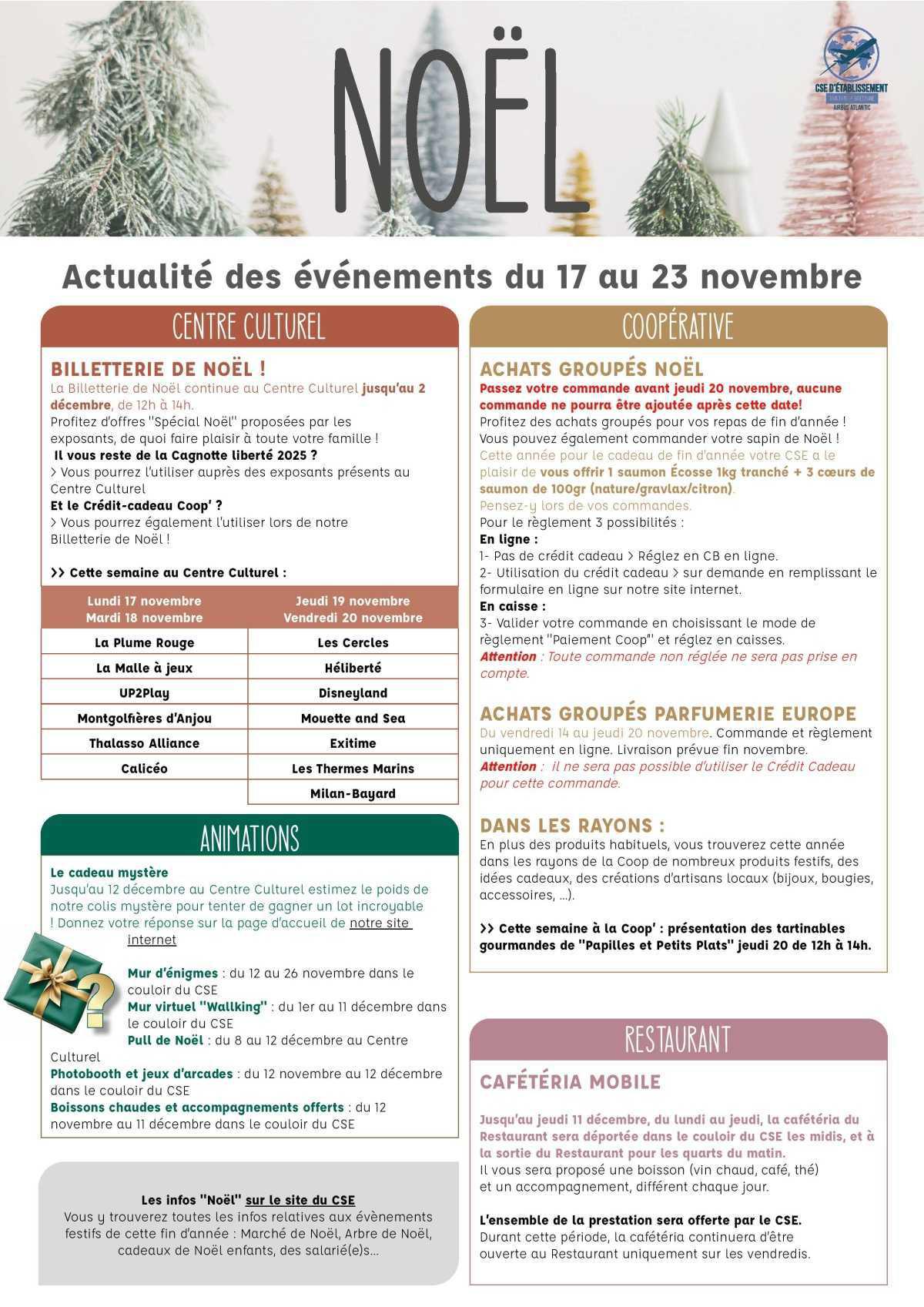 Informations du CSE et de la coopérative semaine 47 Informations du CSE et de la coopérative semaine 47