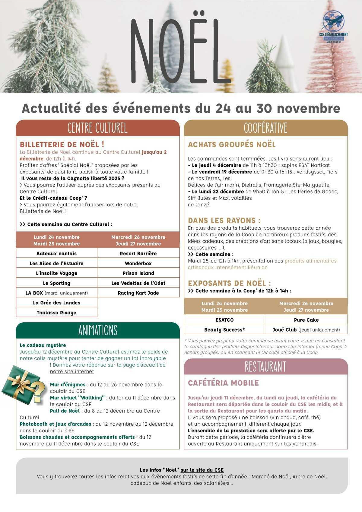 Informations du CSE et de la coopérative semaine 48