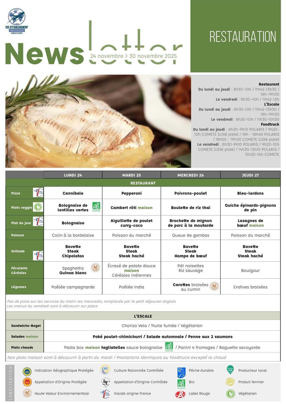 Informations du CSE et de la coopérative semaine 48