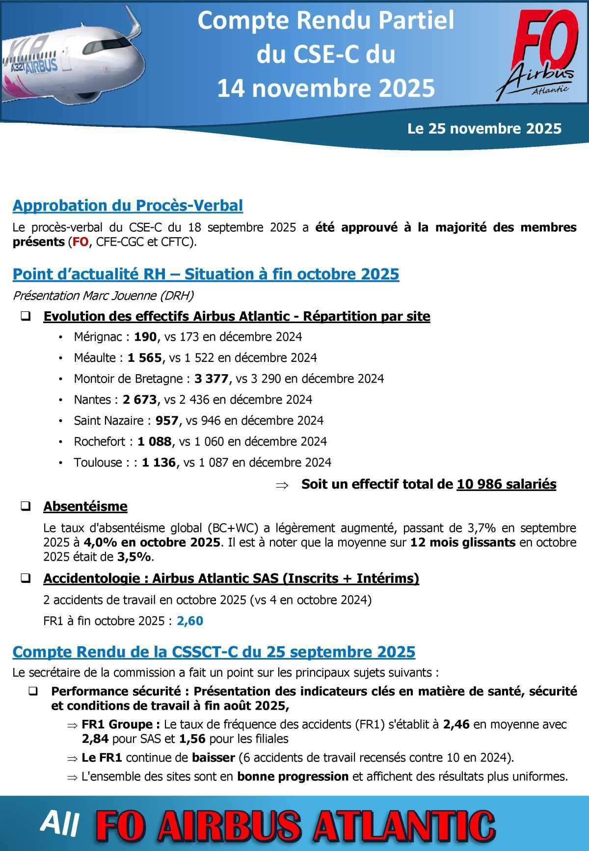 Compte-rendu partiel du CSE-C du 14 novembre 2025