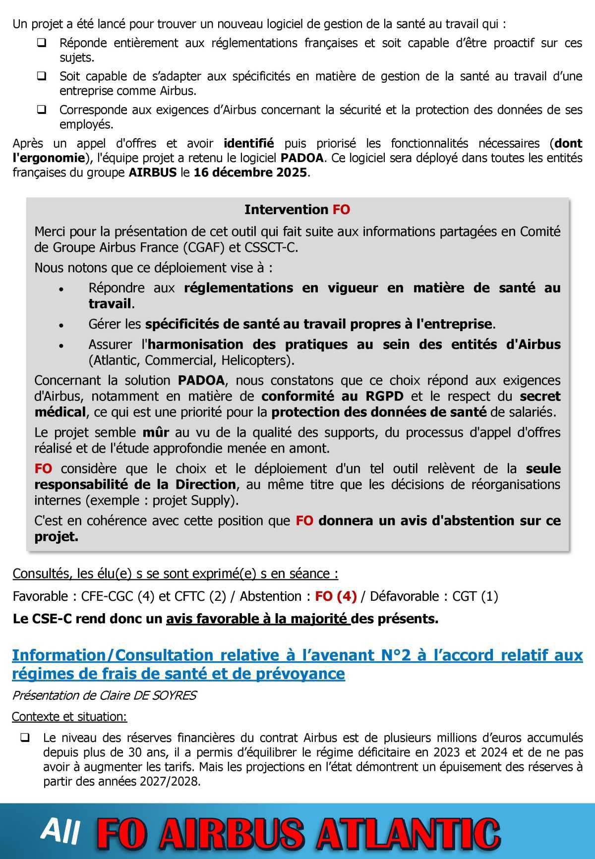 Compte-rendu partiel du CSE-C du 14 novembre 2025