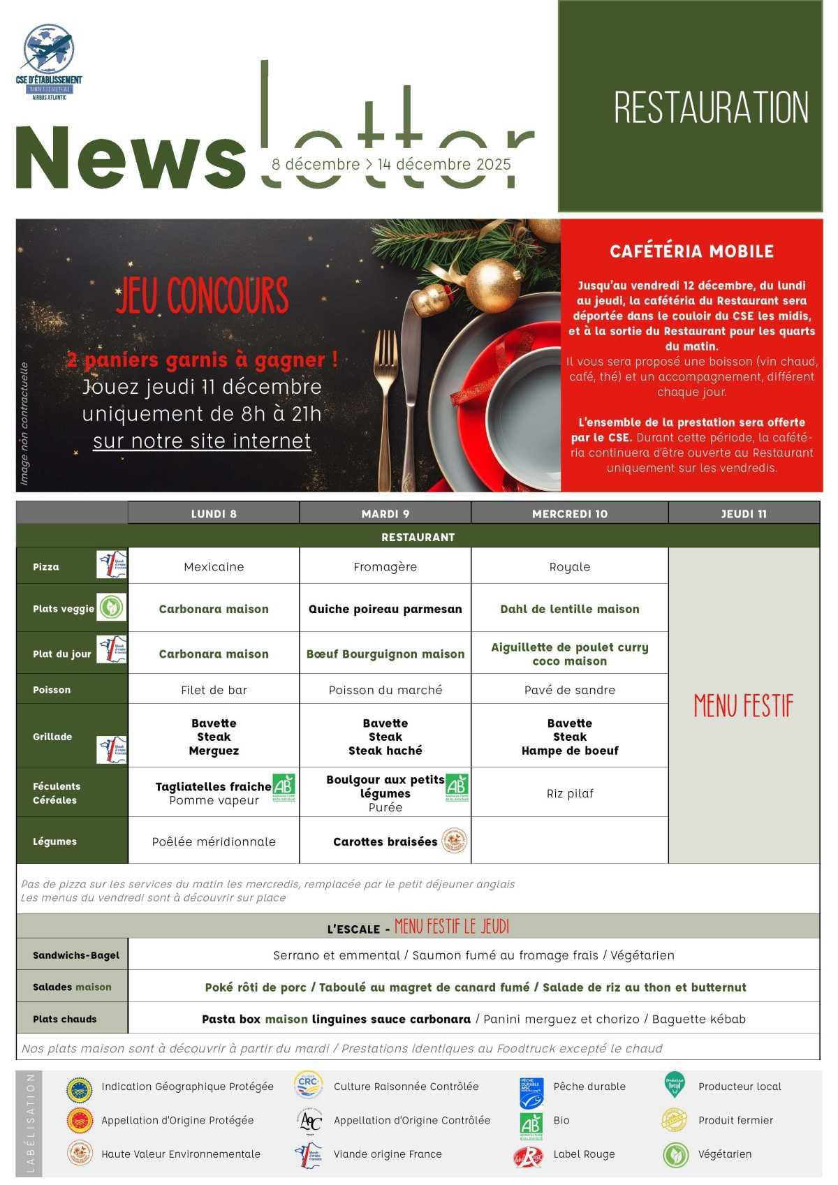 Informations du CSE et de la coopérative semaine 50