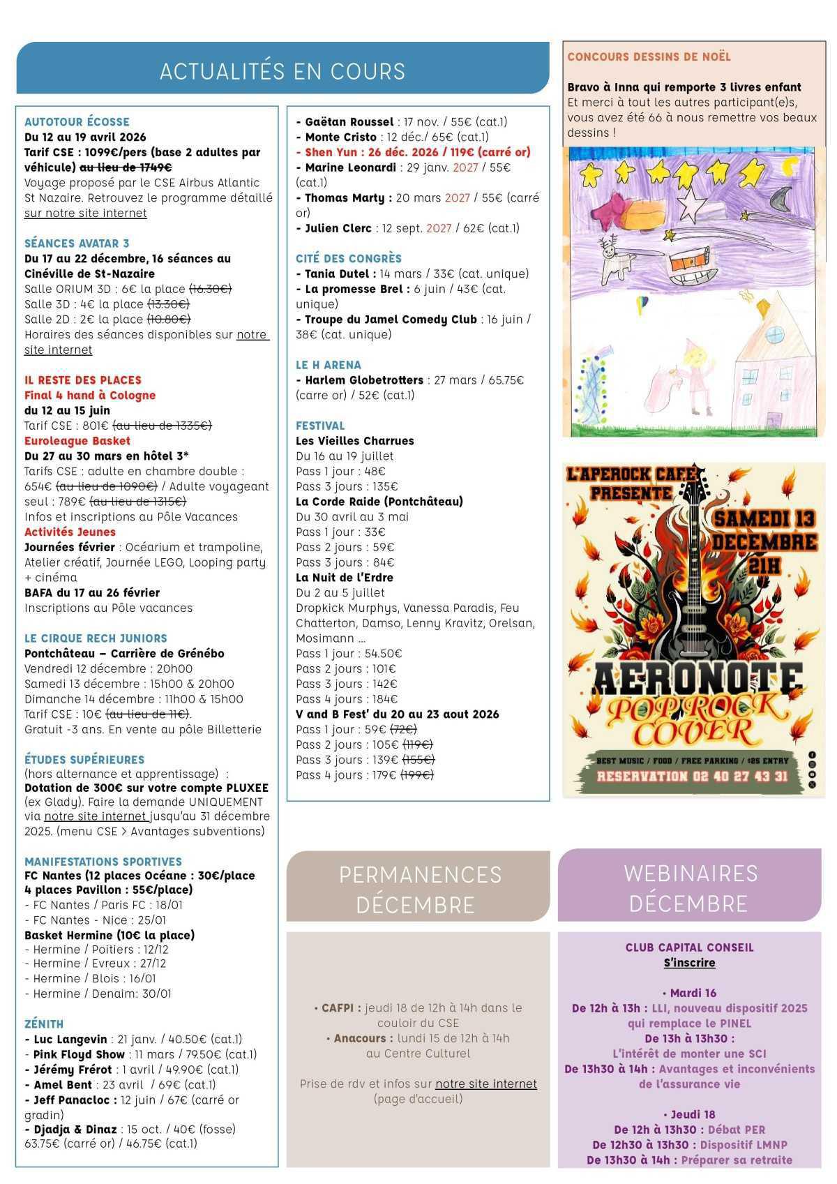 Informations du CSE et de la coopérative semaine 51