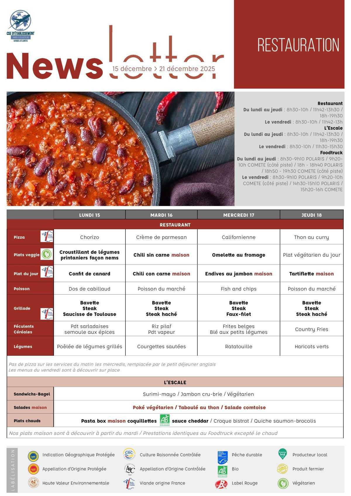 Informations du CSE et de la coopérative semaine 51