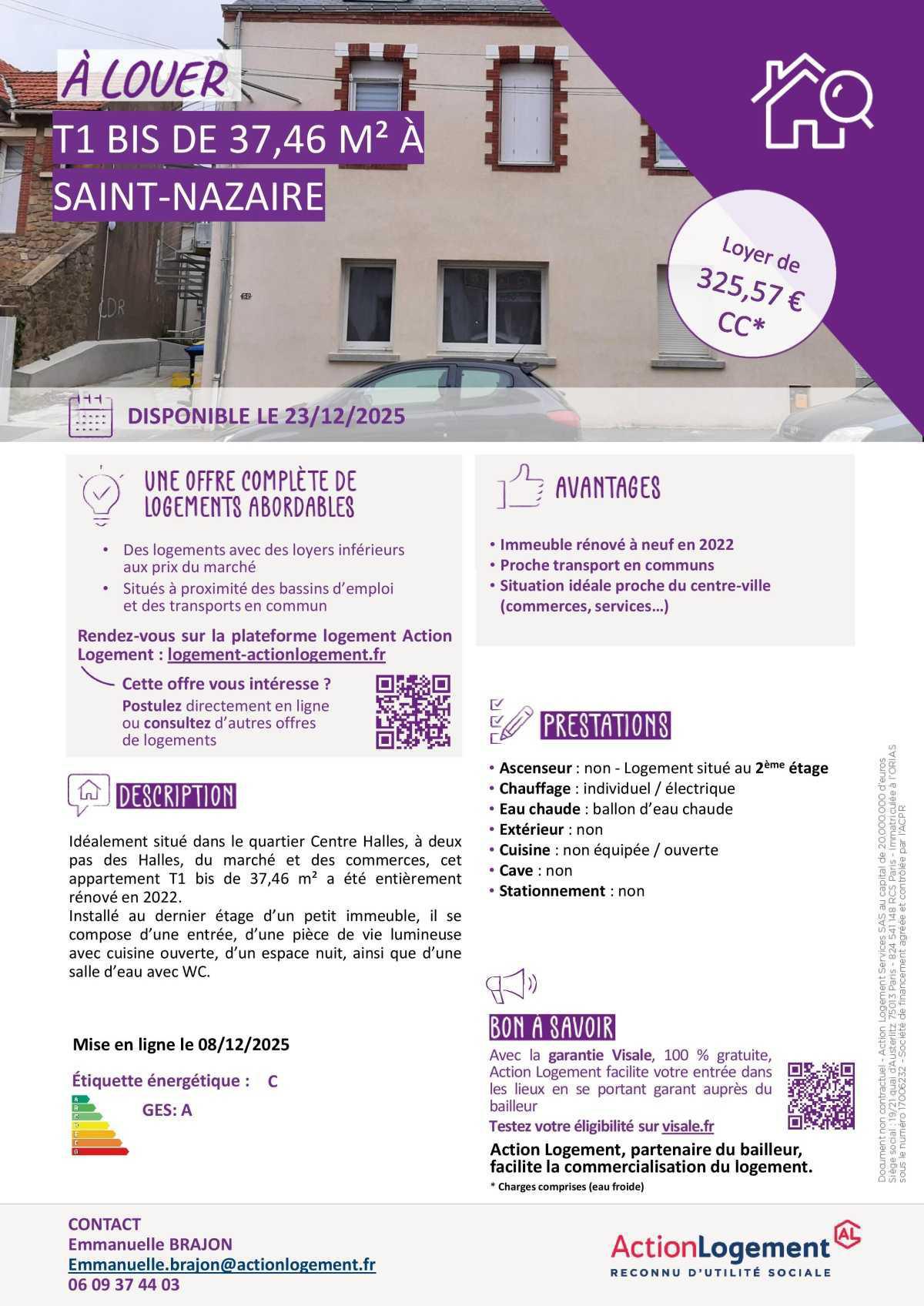 Communication FO => Action logement : offre location appartement (Saint Nazaire)