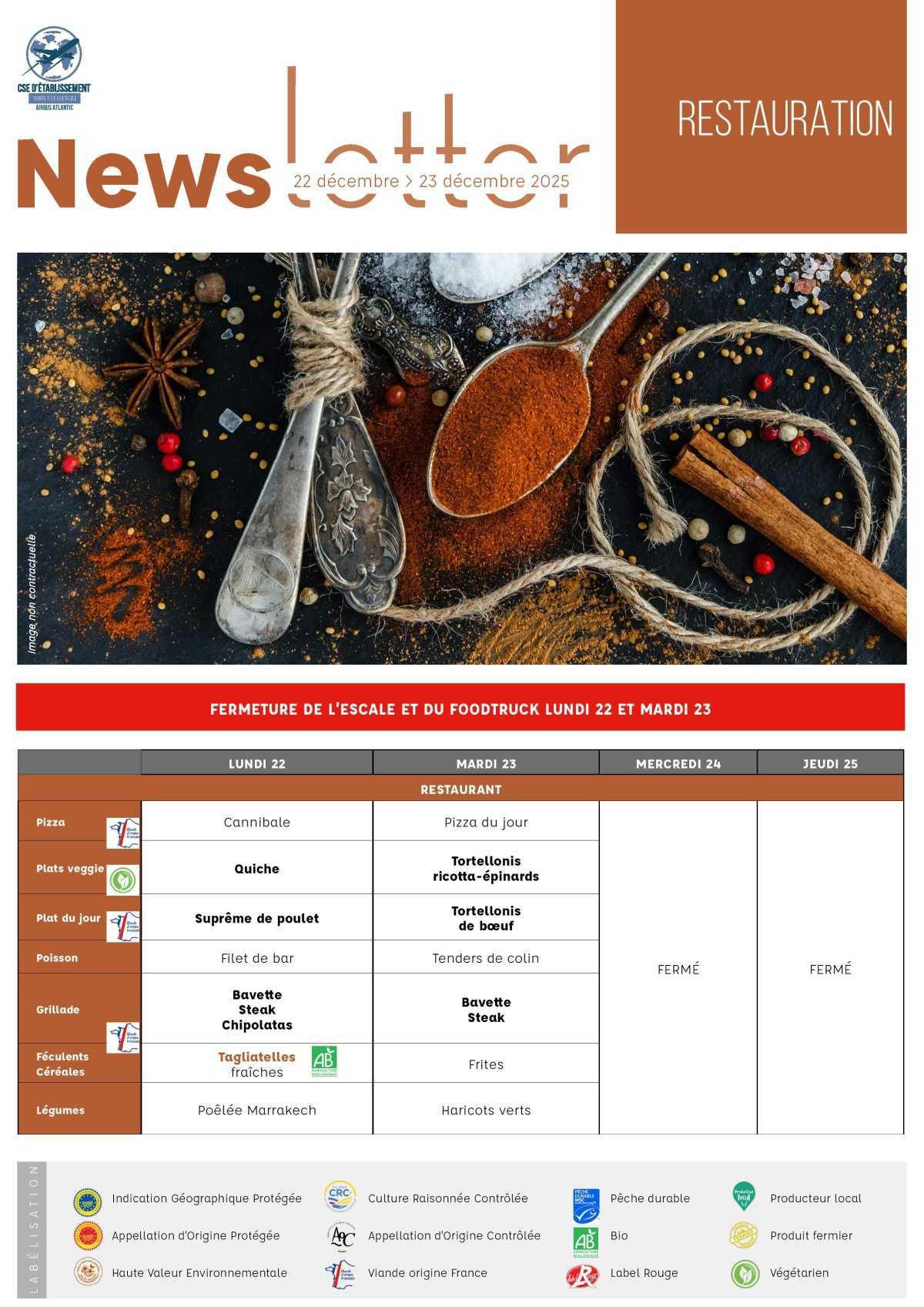 Informations du CSE et de la coopérative de la semaine 52 à la semaine 2 Informations du CSE et de la coopérative de la semaine 52 à la semaine 2