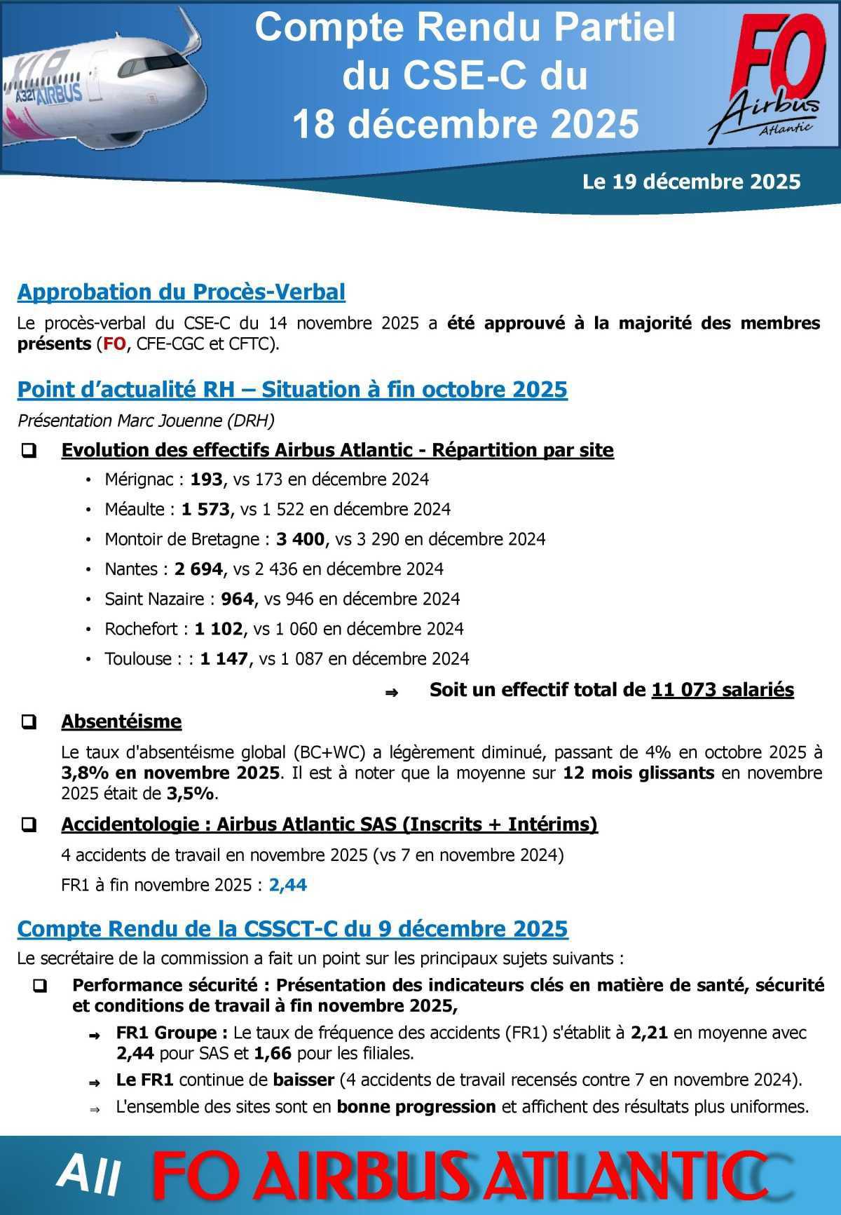 Compte-rendu partiel du CSE-C du 18 décembre 2025