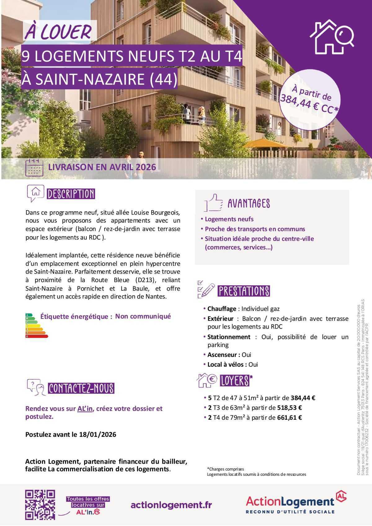 Communication FO => Action logement : offre location appartements (St Nazaire et Savenay)