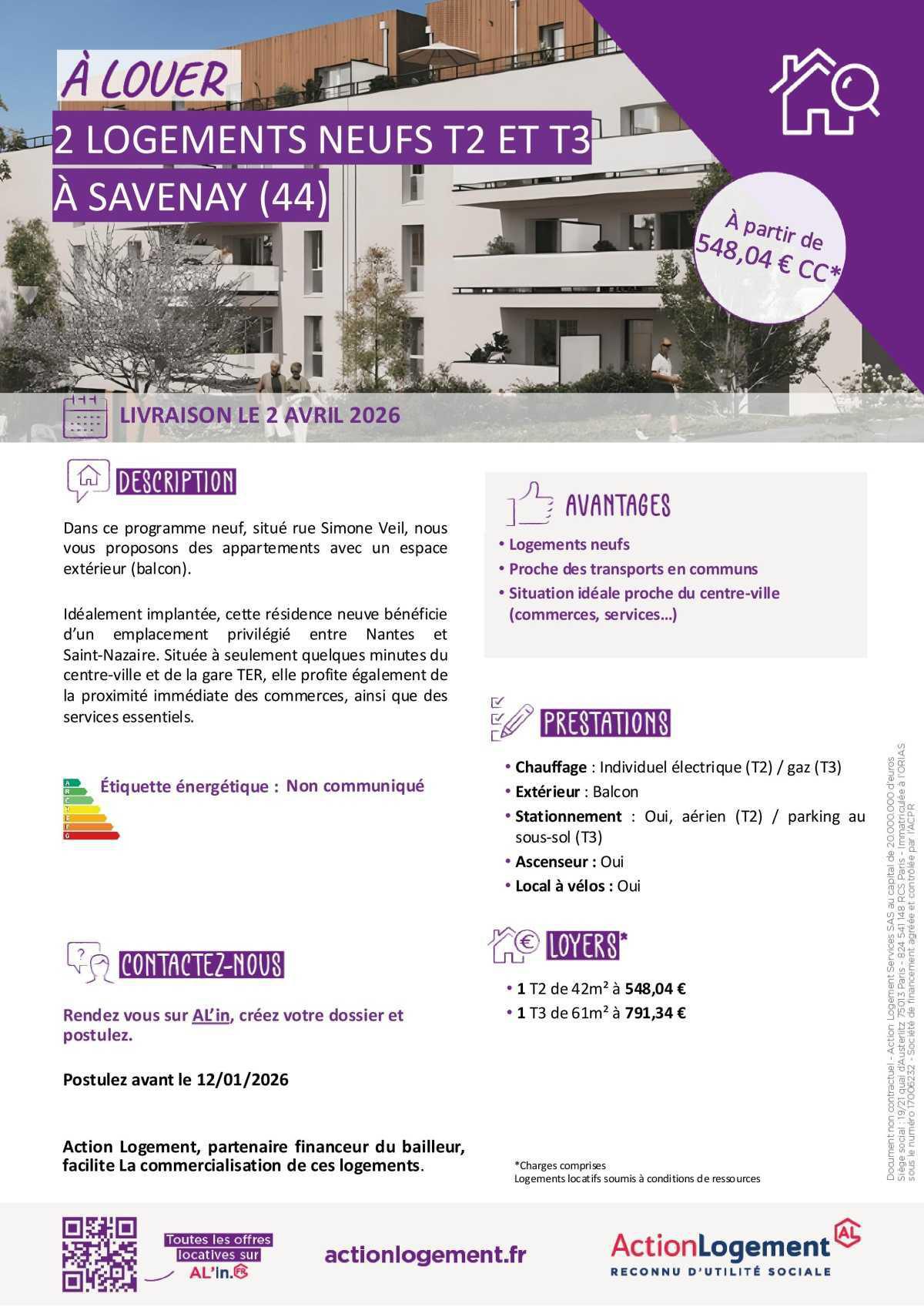 Communication FO => Action logement : offre location appartements (St Nazaire et Savenay)