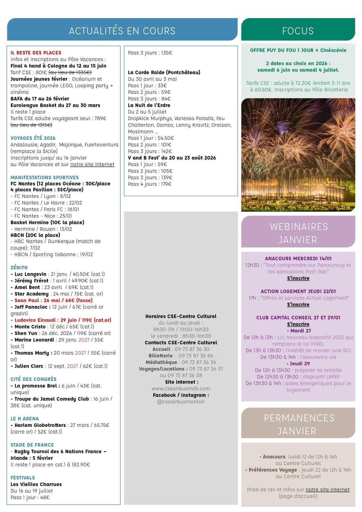 Informations du CSE et de la coopérative semaine 3