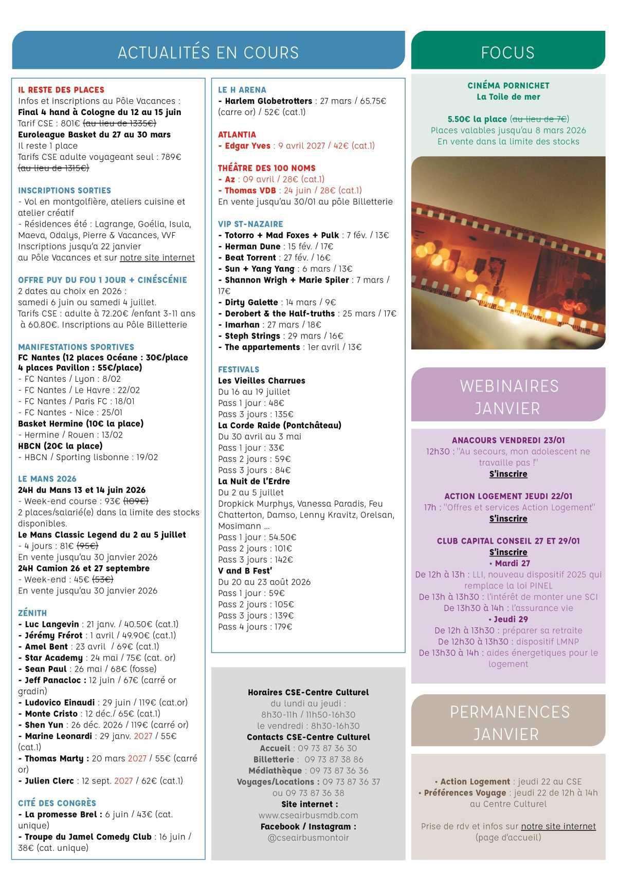 Informations du CSE et de la coopérative semaine 4