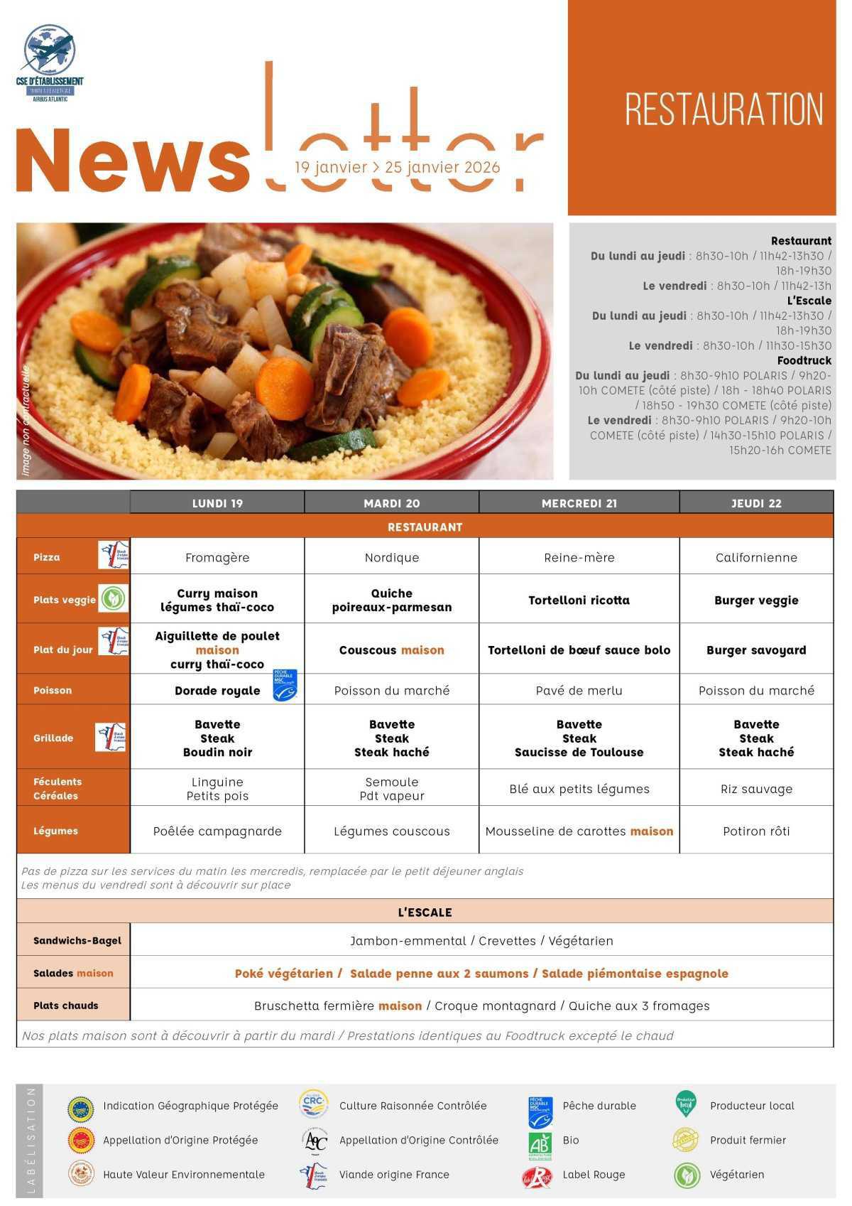 Informations du CSE et de la coopérative semaine 4