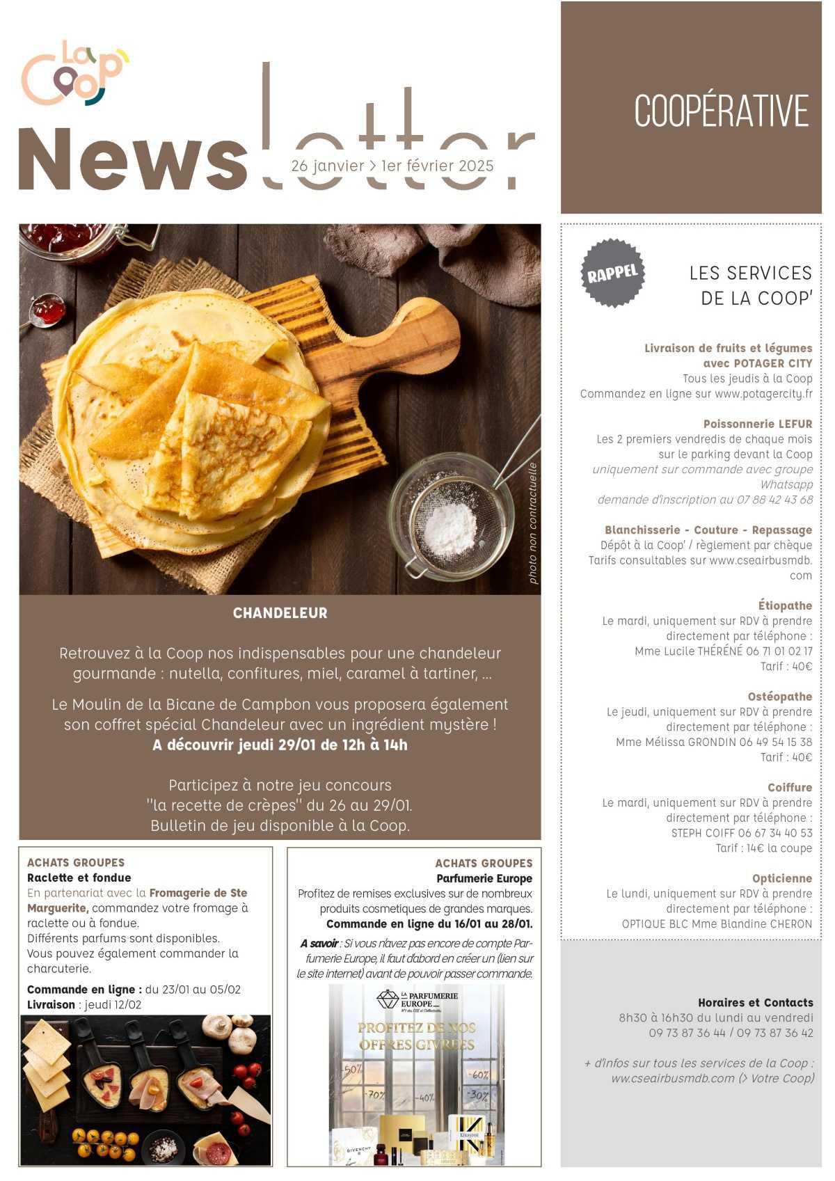 Informations du CSE et de la coopérative semaine 5