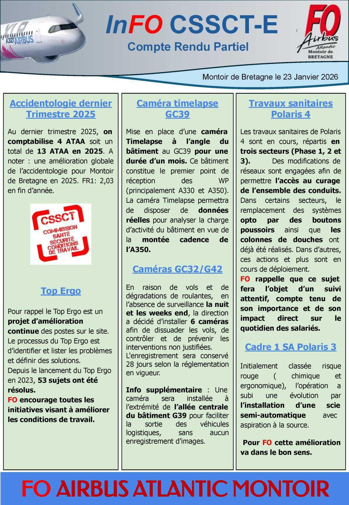 InFO : Commission Santé Sécurité et Conditions de Travail