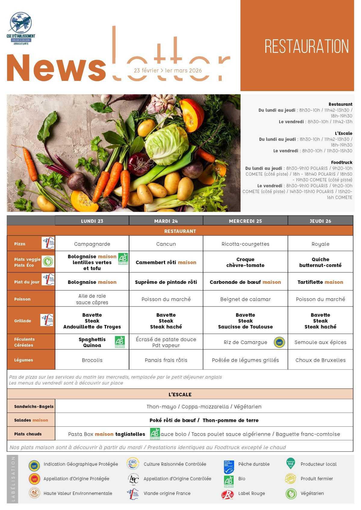 Informations du CSE et de la coopérative semaine 9