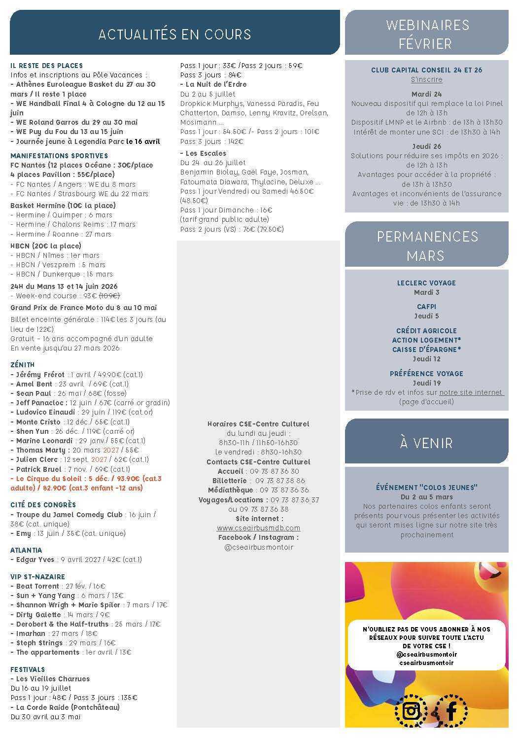 Informations du CSE et de la coopérative semaine 9 Informations du CSE et de la coopérative semaine 9