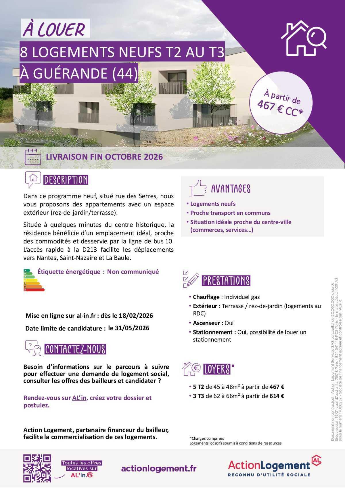 Communication FO => Action logement : offre location appartements (Guérande)