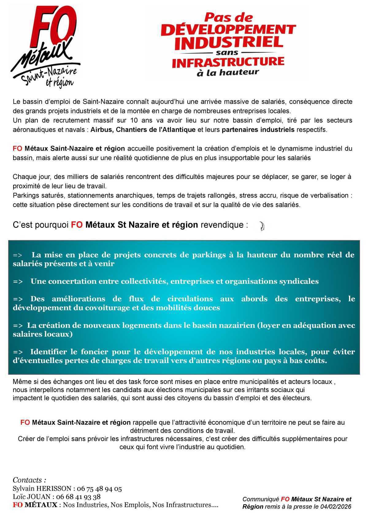 FO Métaux St Nazaire et Région : Pas de développement industriel sans infrastructure à la hauteur 
