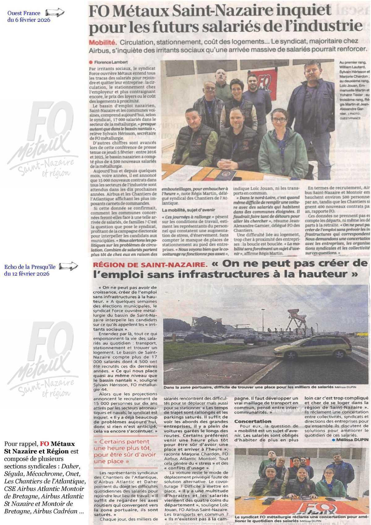 FO Métaux St Nazaire et Région : Pas de développement industriel sans infrastructure à la hauteur 